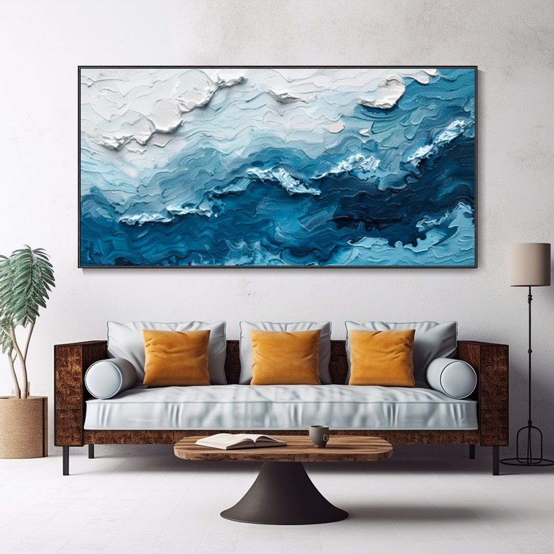 Deep Blue Ocean Waves Thick Texture Dynamic Abstract Seascape Poster - Image 5