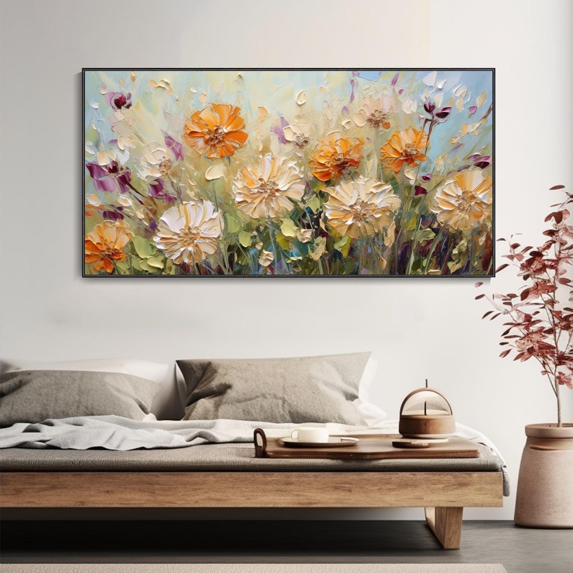 Romantic Pastel Floral Blooming Orange Cream Flowers Elegant Art Print - Image 5