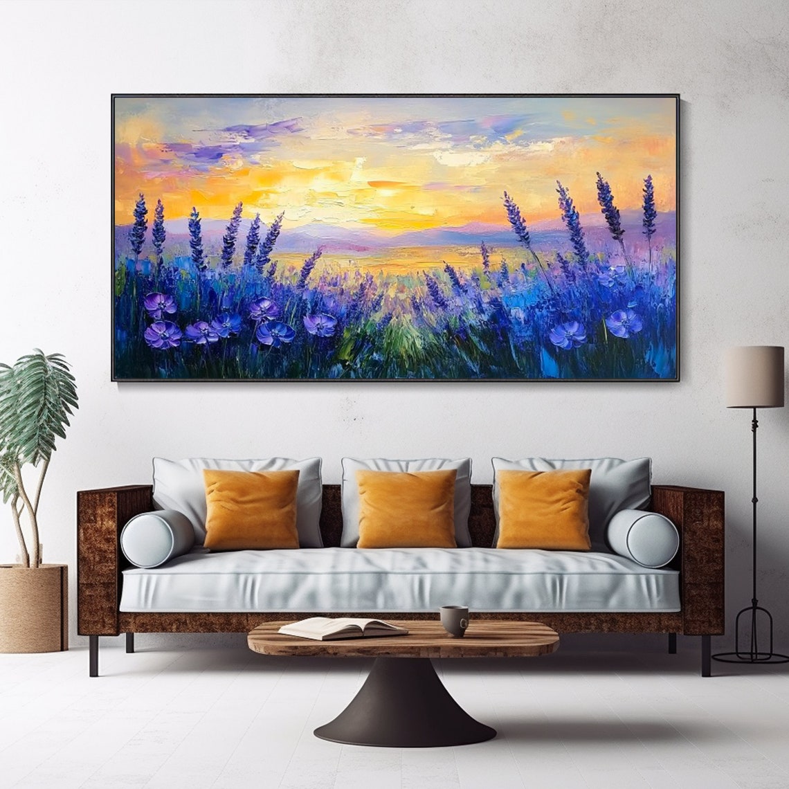 Romantic Lavender Field At Sunset Purple Blooms Landscape Art Poster - Image 3