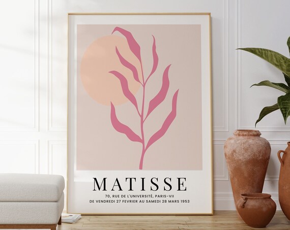 Henri Matisse 1953 Paris Exhibition Pink Abstract Cut Out Poster