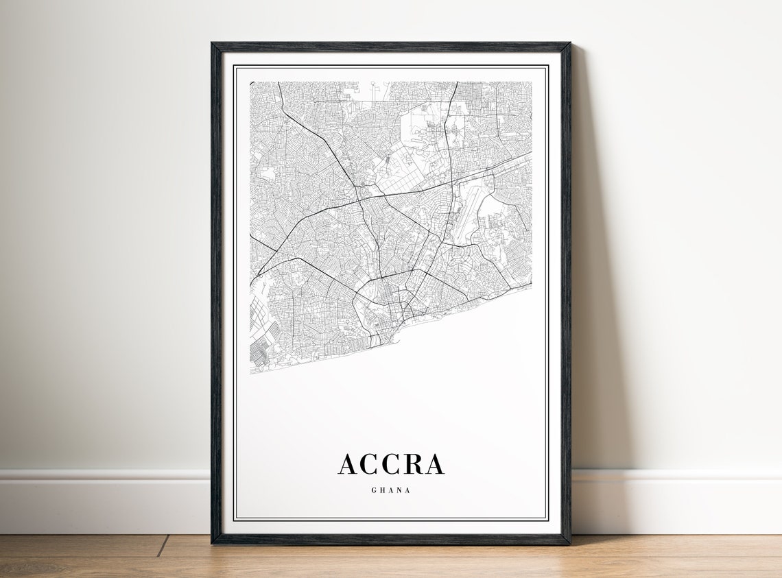 Accra Ghana Minimalist Black and White City Map Sketch Poster - Image 5
