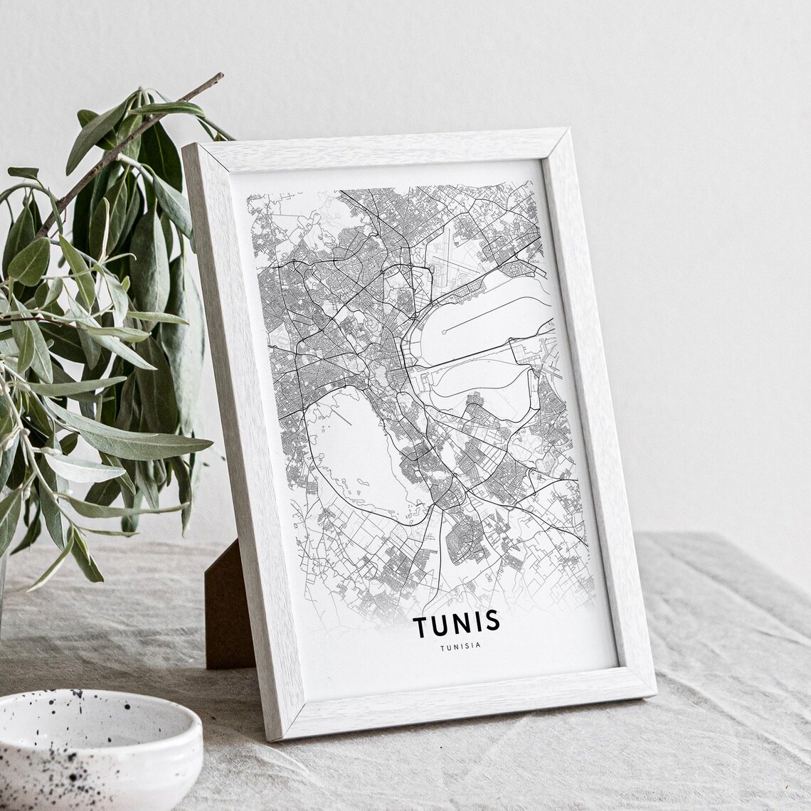Tunis Tunisia Black And White Detailed City Street Map Poster - Image 4