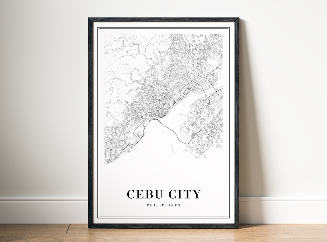 Cebu City Philippines Street Map Minimalist Black White Print - Image 5