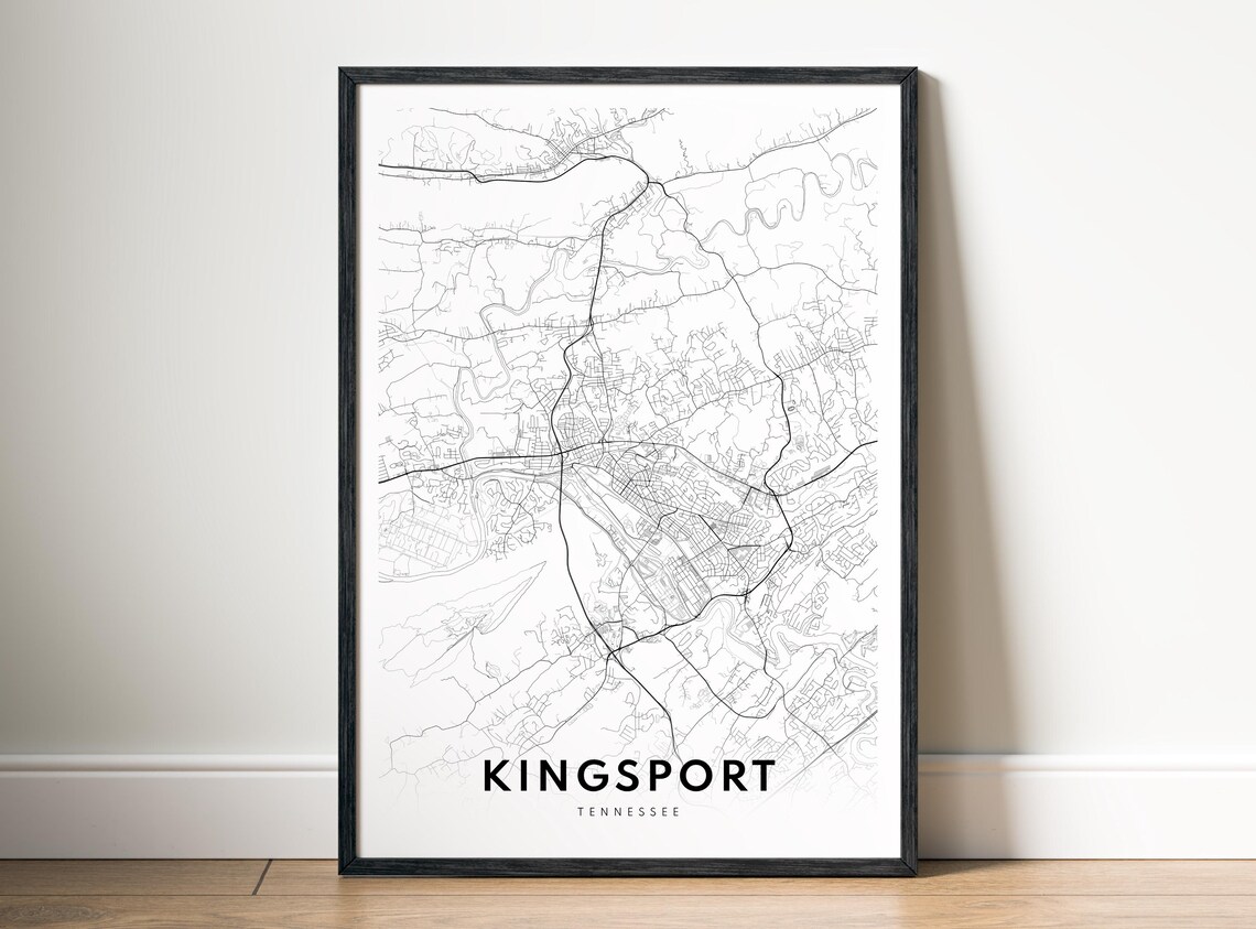 Kingsport Tennessee City Street Map Minimalist Black White Poster
