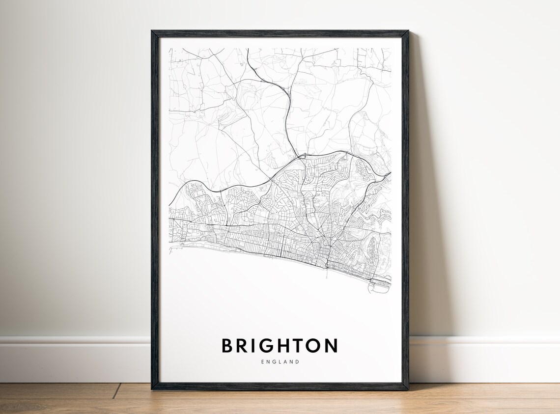 Map Print England Poster Black And White Wall Art