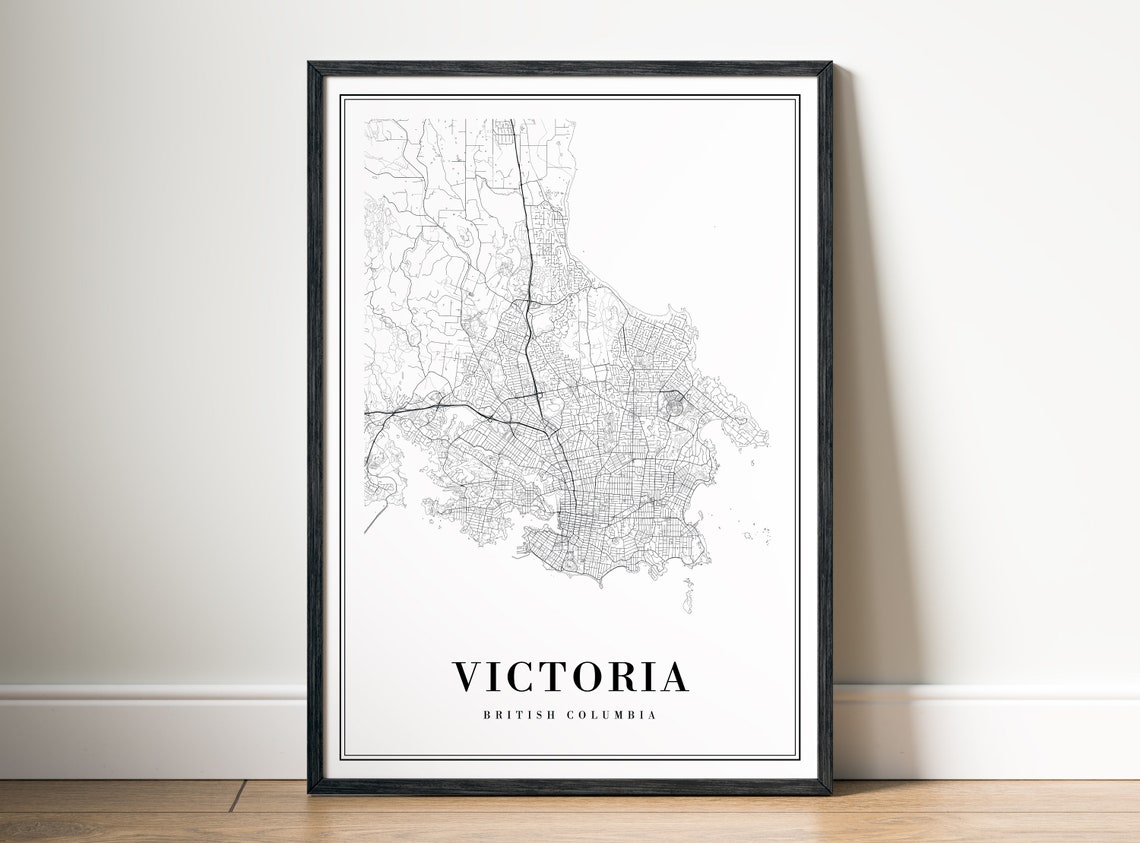 Minimalist Victoria British Columbia Black and White Map Poster - Image 5
