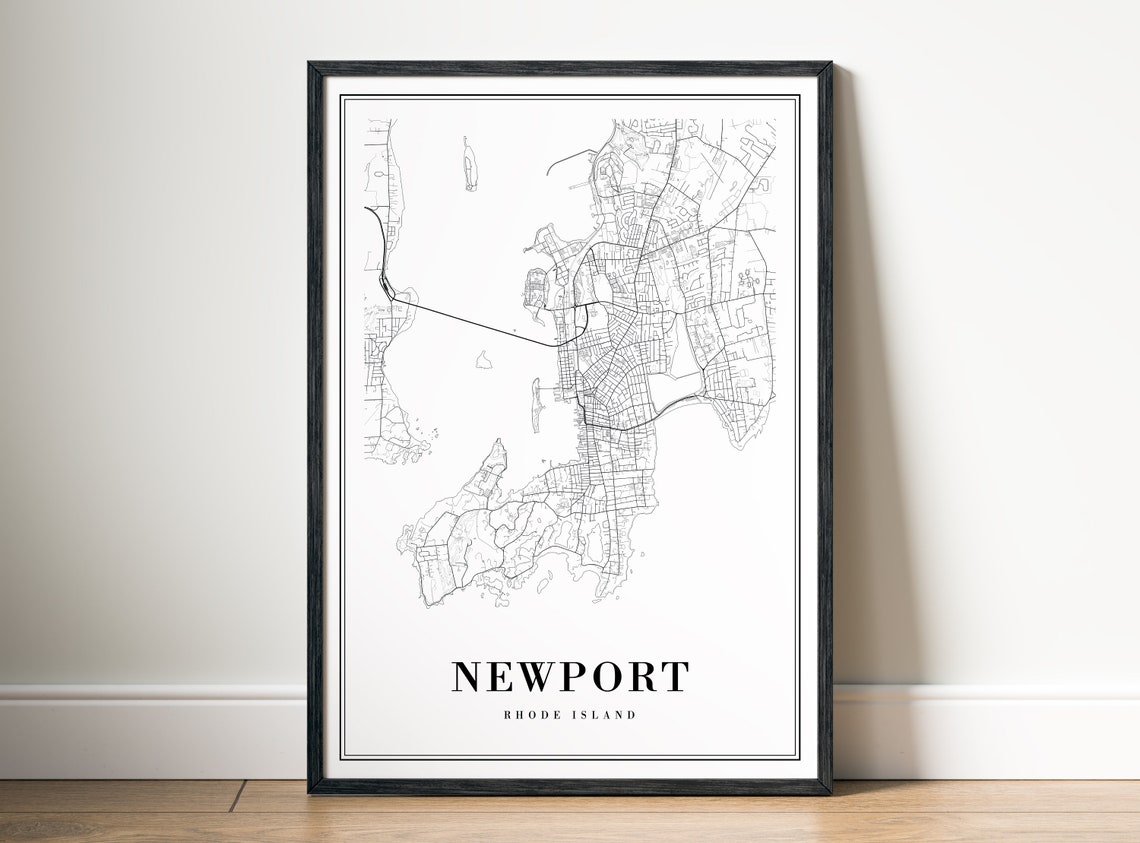 Newport Rhode Island Coastal Minimalist City Street Map Poster
