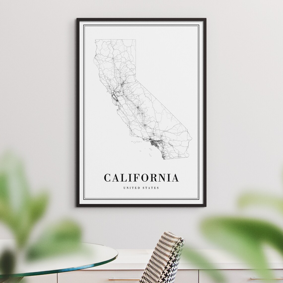 California State Map Print, Black and White Travel Poster - Image 4