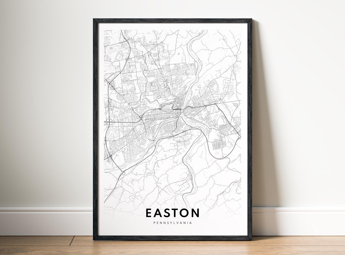Easton Pennsylvania Minimalist City Street Map Line Art Travel Poster