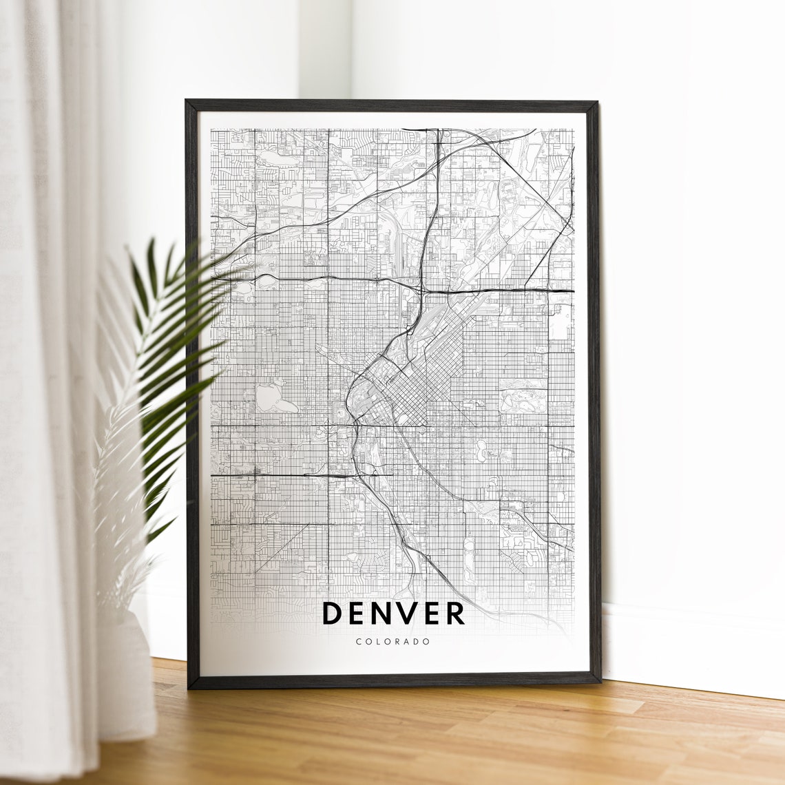 Denver Colorado Minimalist Black and White City Street Map Poster - Image 2