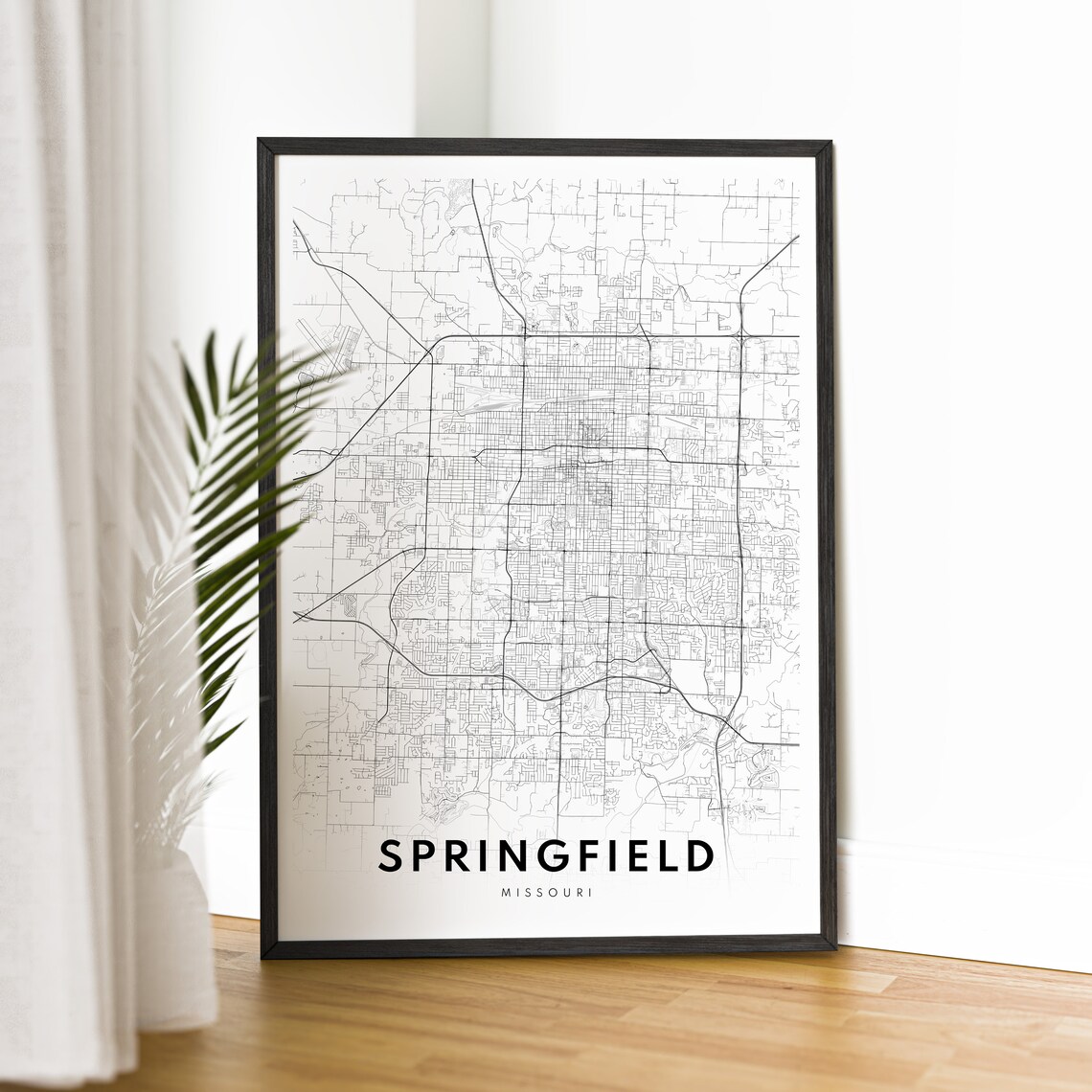 Springfield Missouri Map Art Print, Black And White - Image 2