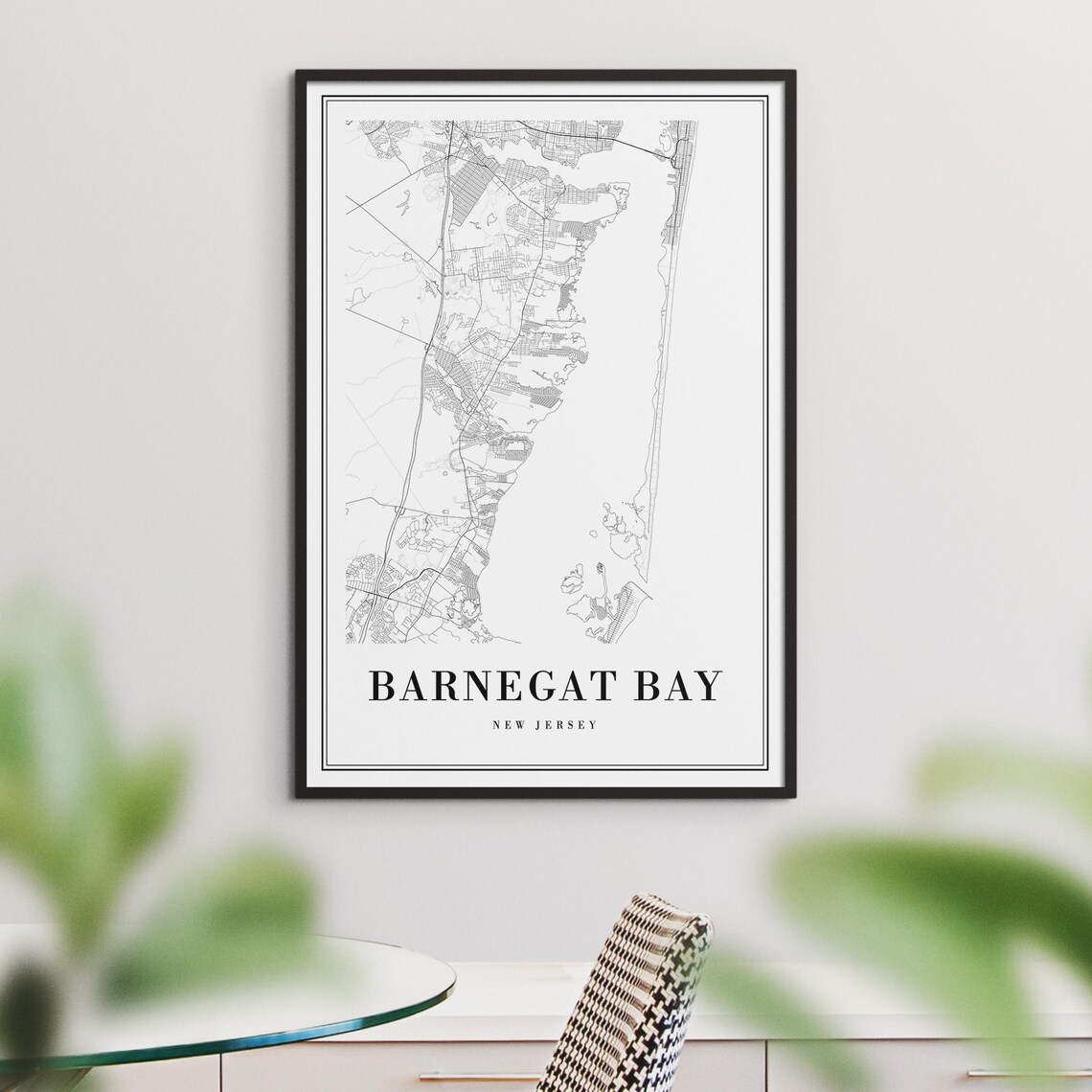 Barnegat Bay New Jersey Coastal Line Art Street Map Art Poster - Image 3
