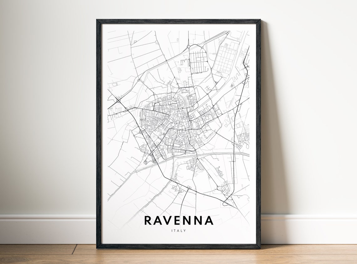 Ravenna Italy Emilia Romagna Minimalist City Street Map Poster