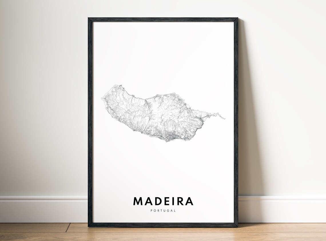 Madeira Portugal Map Print, Black and White Travel Poster - Image 5