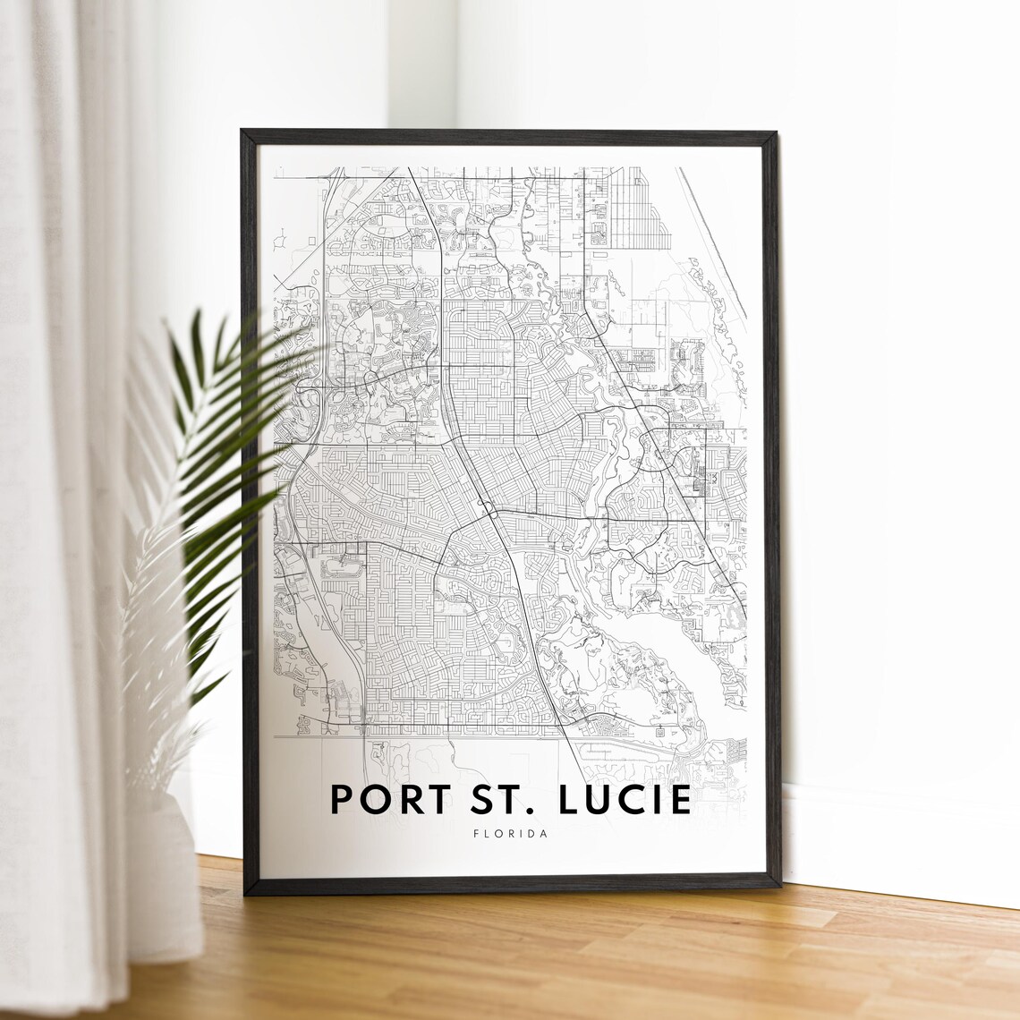 Port St Lucie Florida Black White Minimalist City Map Line Art Poster - Image 2