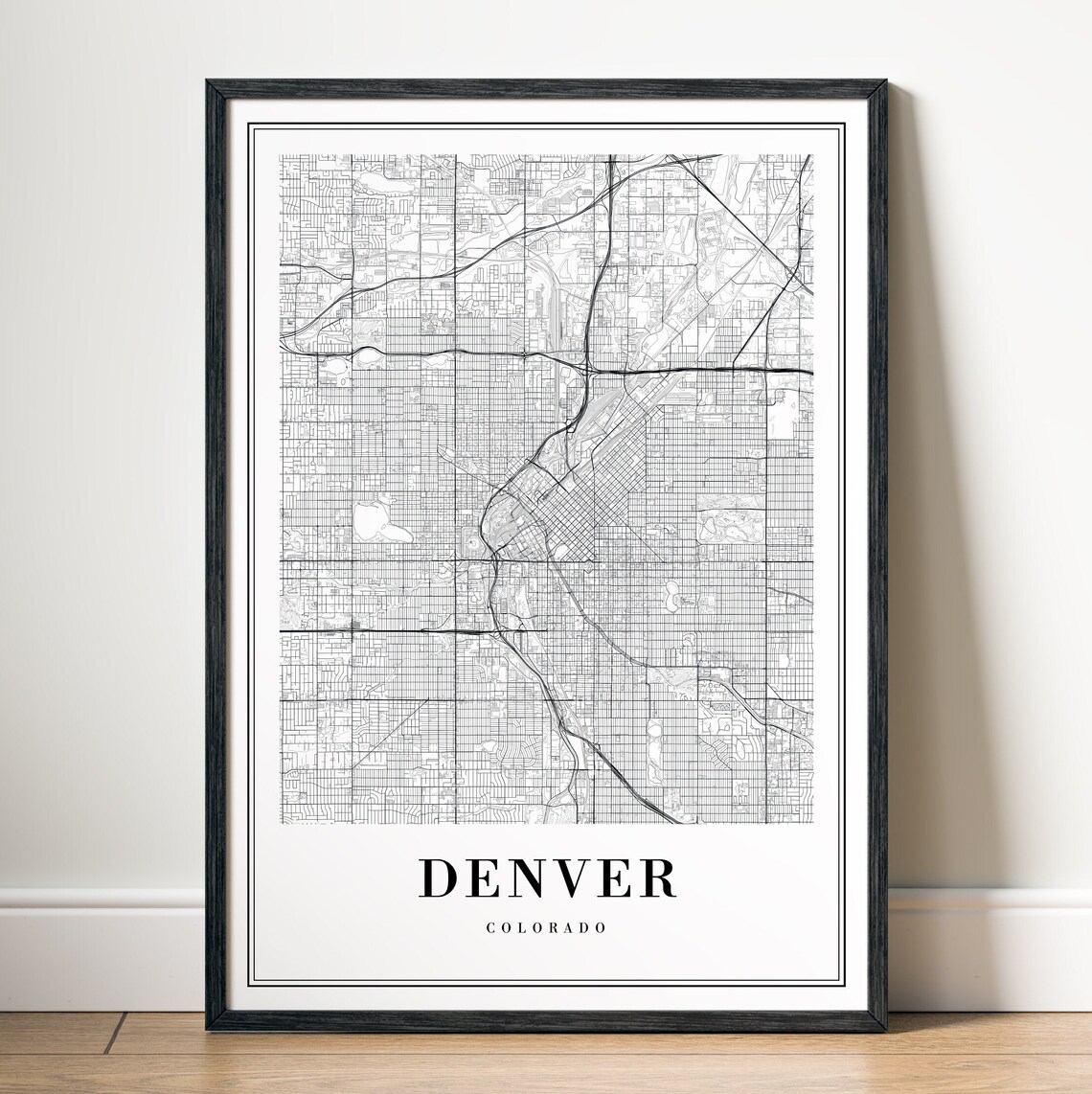 Denver Colorado Minimalist Black and White City Street Map Poster - Image 5