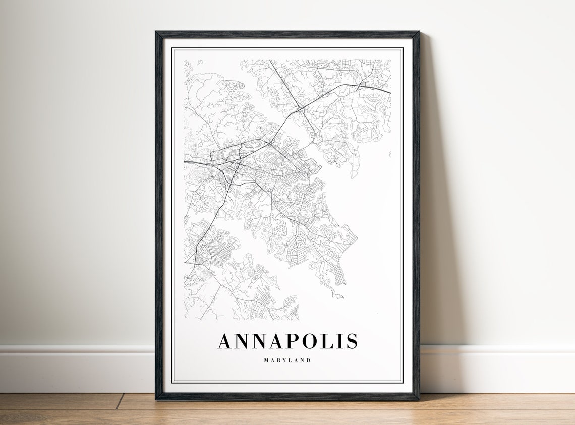 Annapolis Maryland Minimalist Black and White City Map Sketch Poster - Image 5