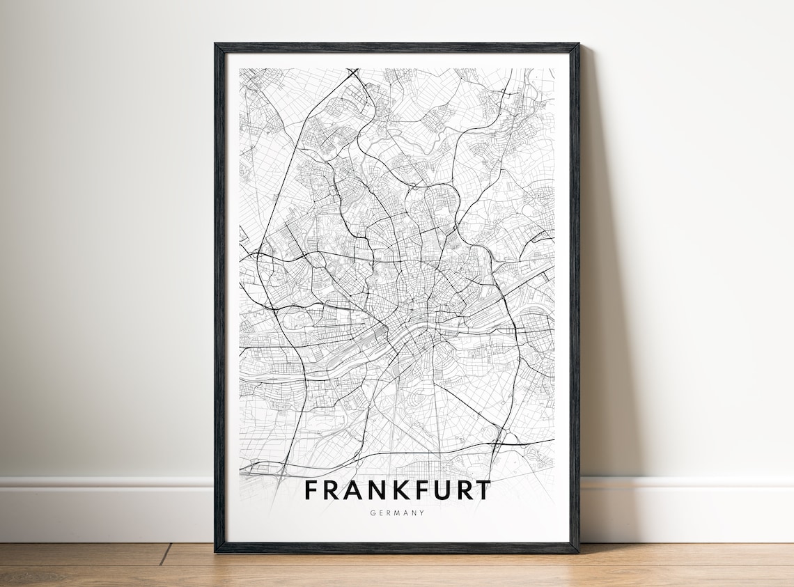 Frankfurt Map Print, Germany Travel Poster