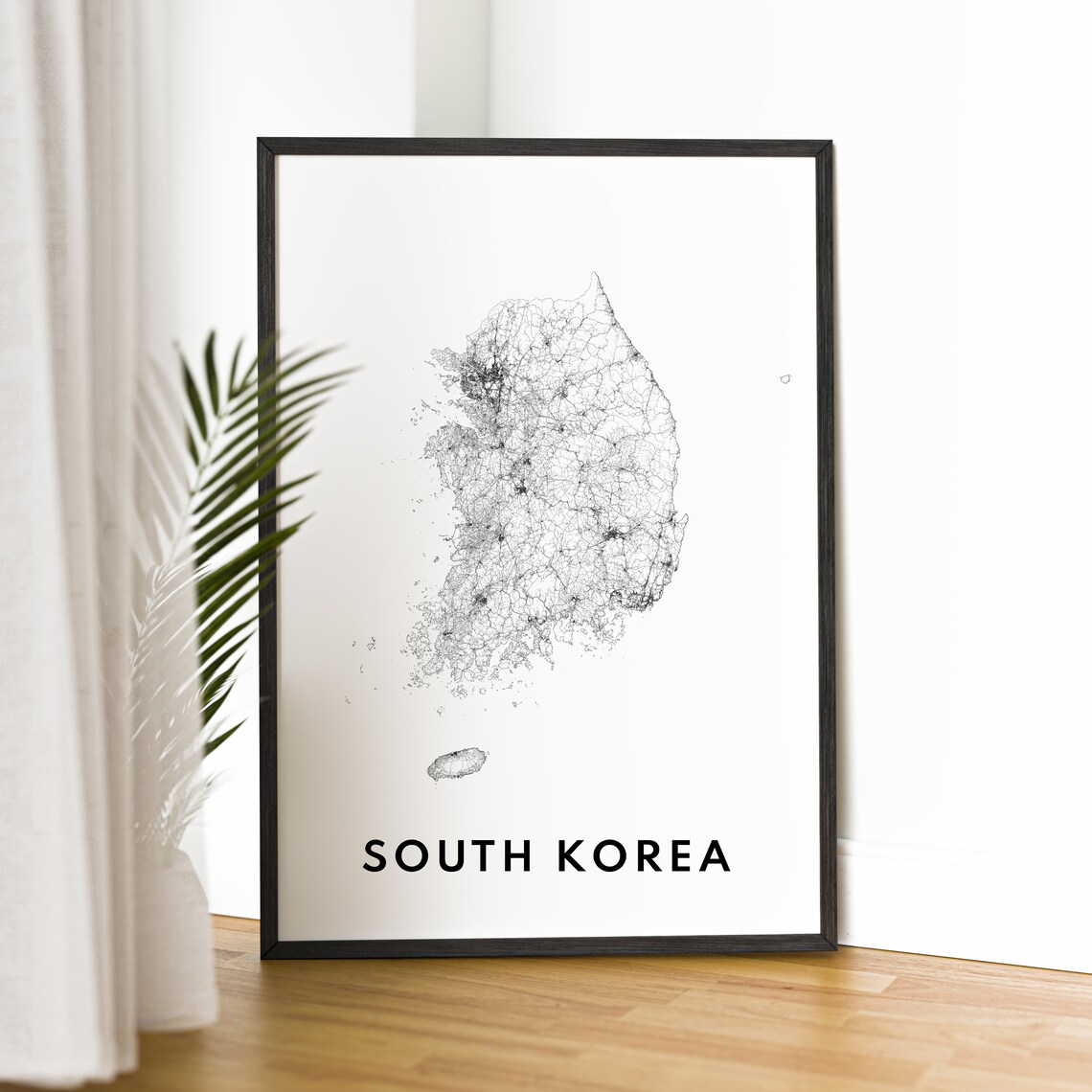 South Korea Minimalist Black And White Country Outline Map Poster - Image 2
