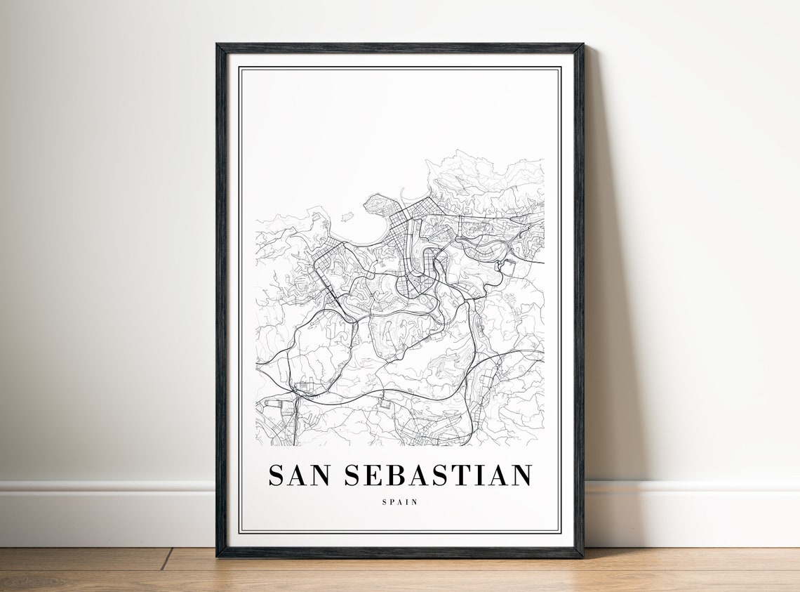 San Sebastian Spain Minimalist Line Art City Map Black White Wall Art - Image 5