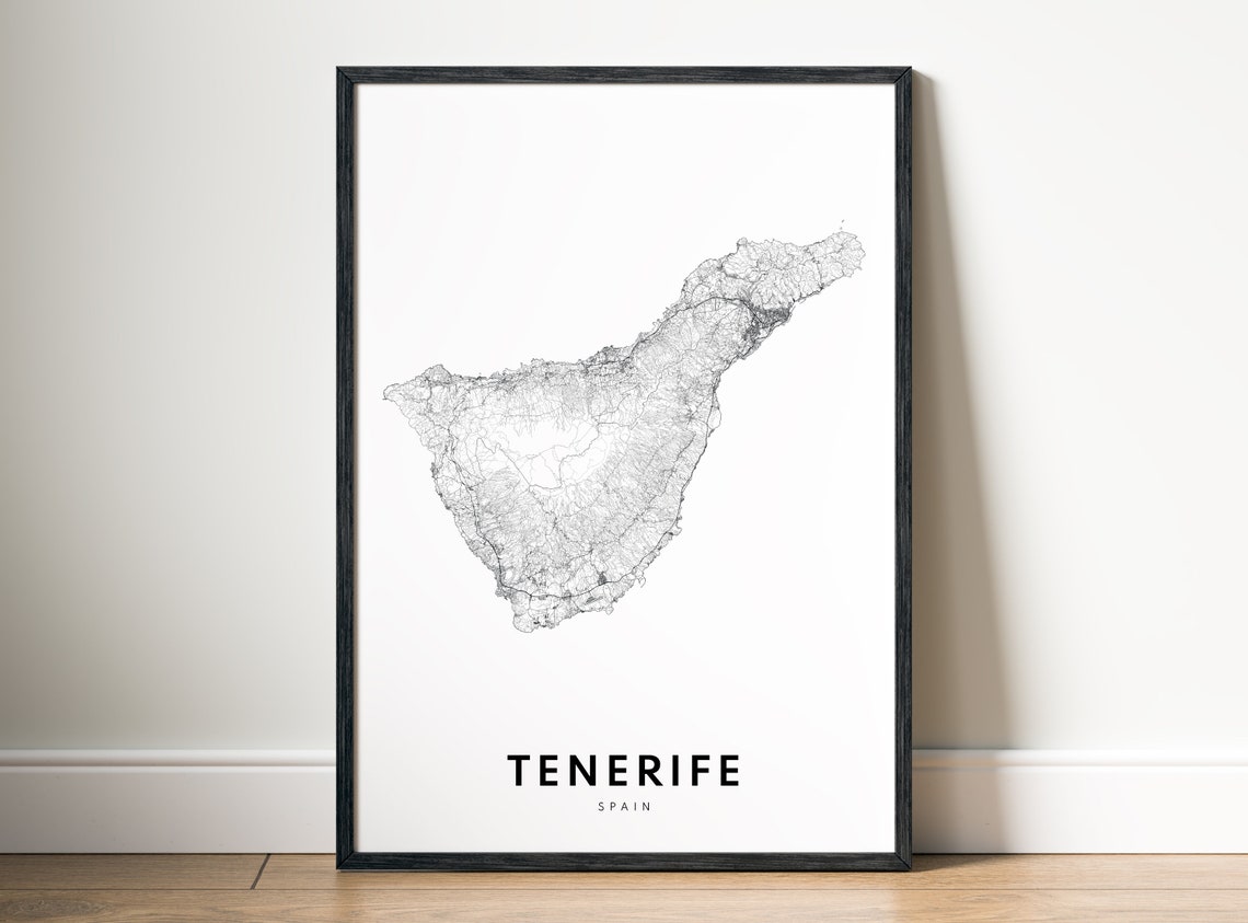 Tenerife Spain Minimalist Black And White Island Outline Map Poster - Image 5