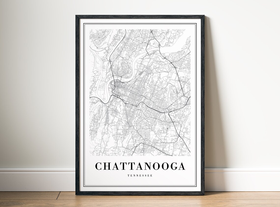 Chattanooga Tennessee Black And White City Street Map Poster - Image 5
