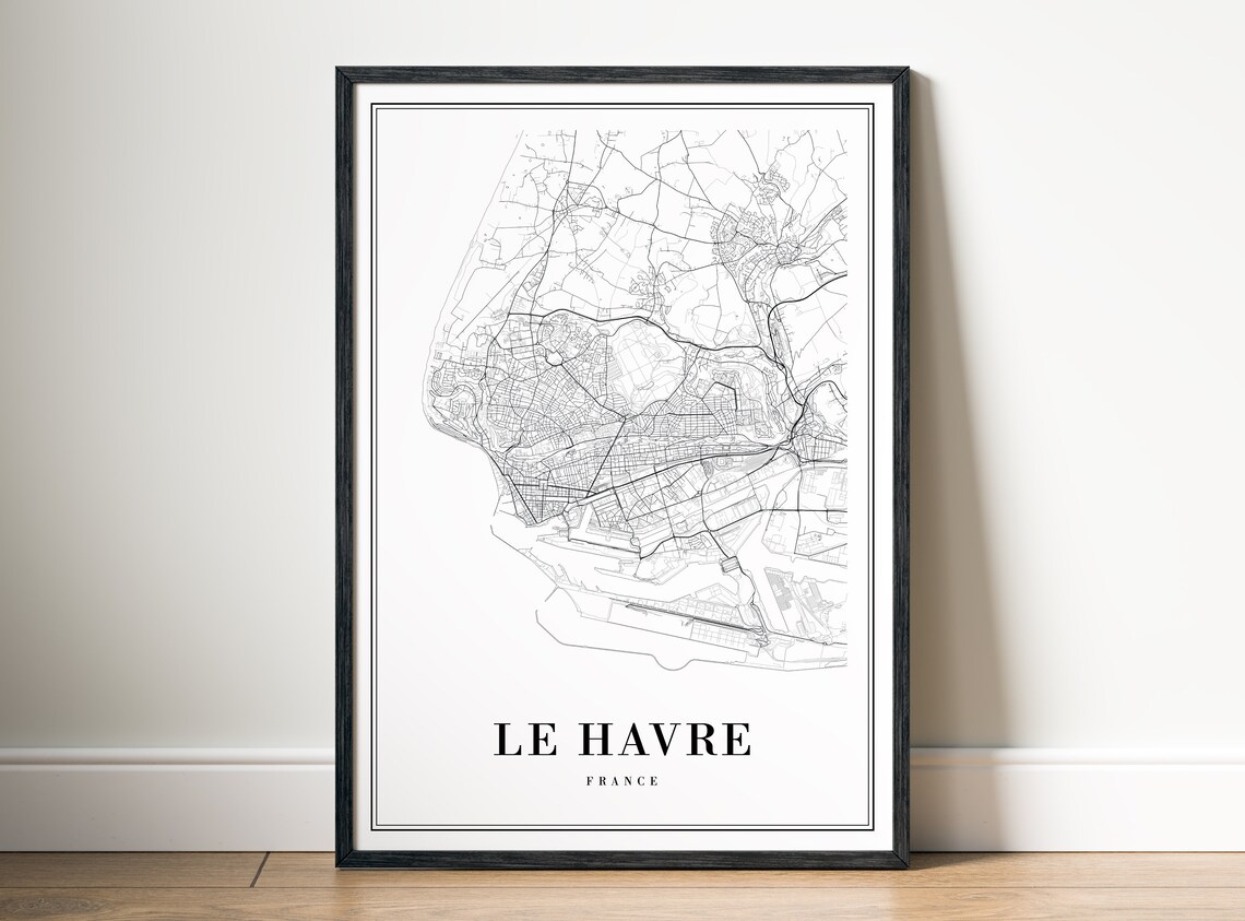 Le Havre France Minimalist Black and White City Map Sketch Poster - Image 5