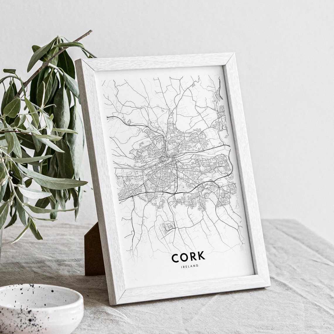 Cork Ireland Minimalist Black and White City Map Sketch Poster - Image 2