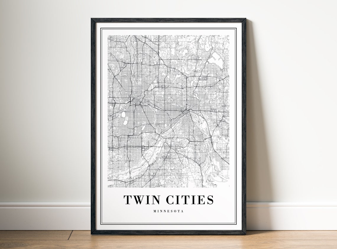 Twin Cities Minnesota Minimalist City Street Map Wall Poster - Image 5