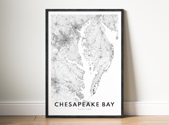 Chesapeake Bay Map Poster, Maryland Travel Map