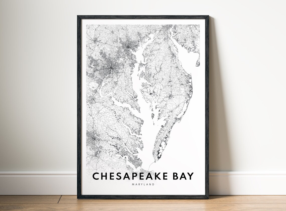 Chesapeake Bay Map Poster, Maryland Travel Map