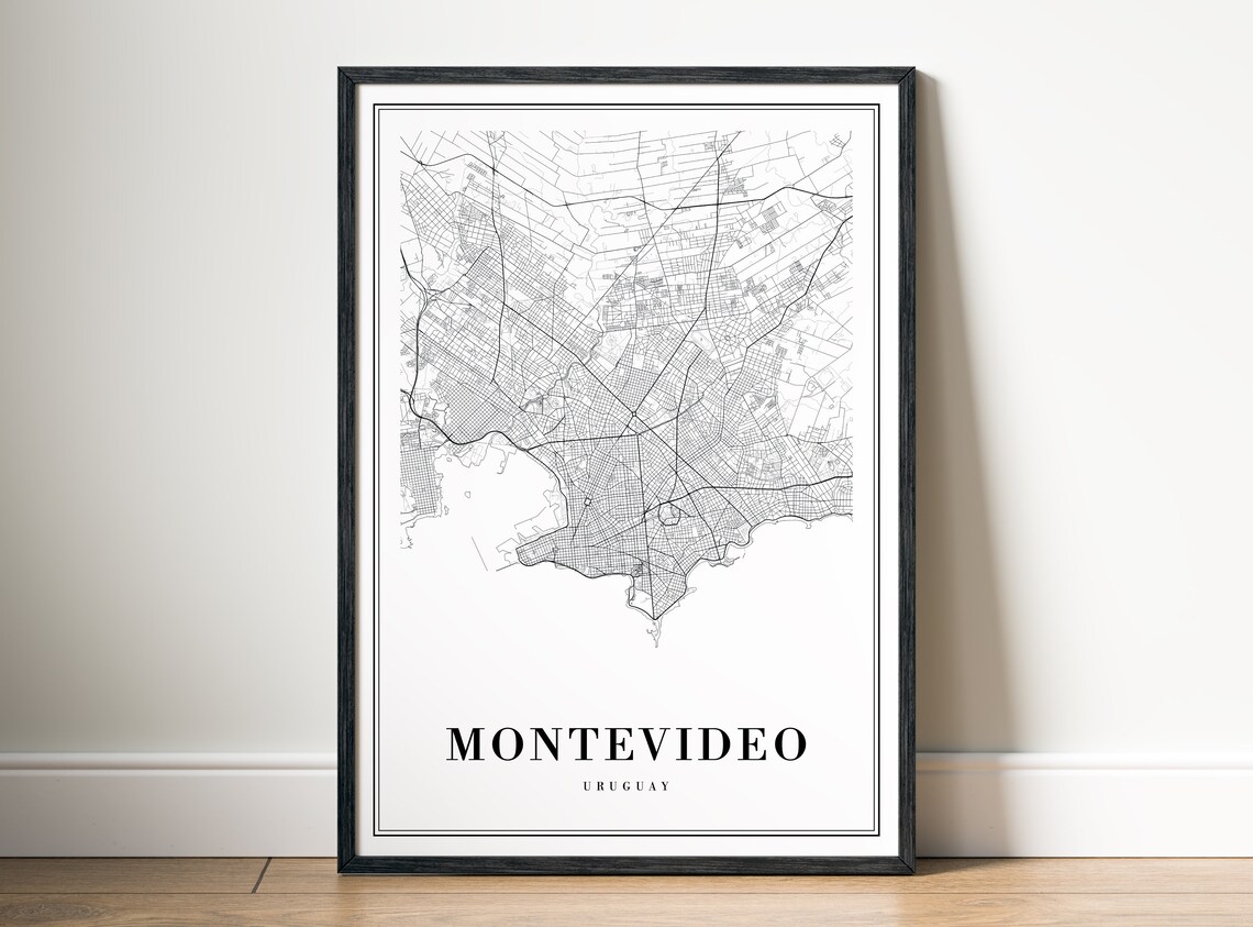 Montevideo Uruguay City Street Map Black White Minimalist Map Poster - Image 5