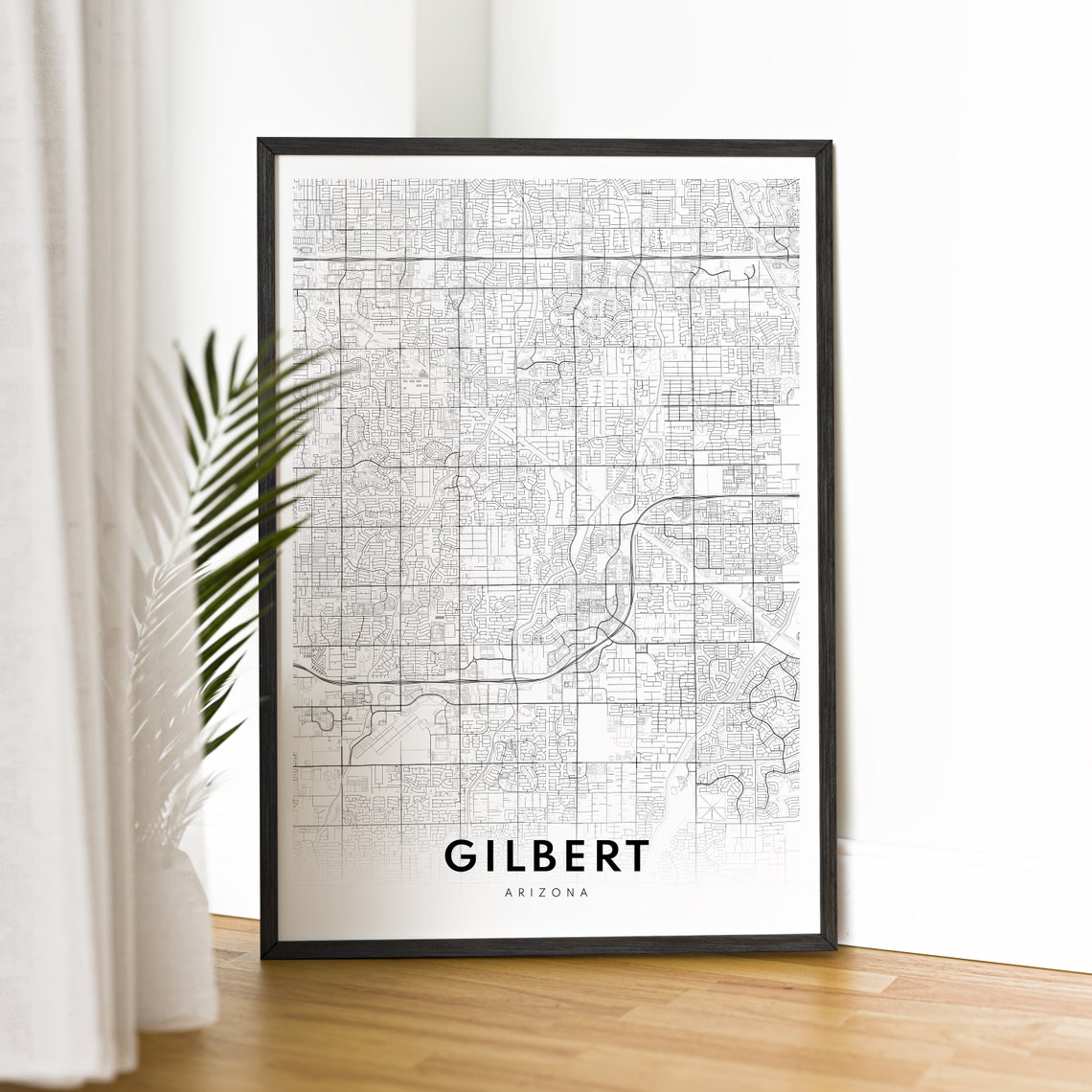 Gilbert Arizona Minimalist Black and White Street City Map Poster - Image 2