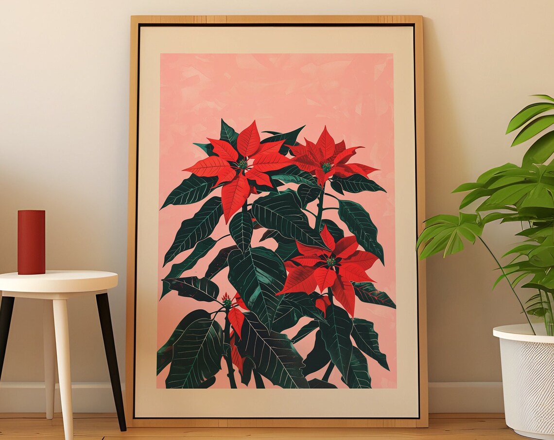 Poinsettia December Birth Flower Art Print