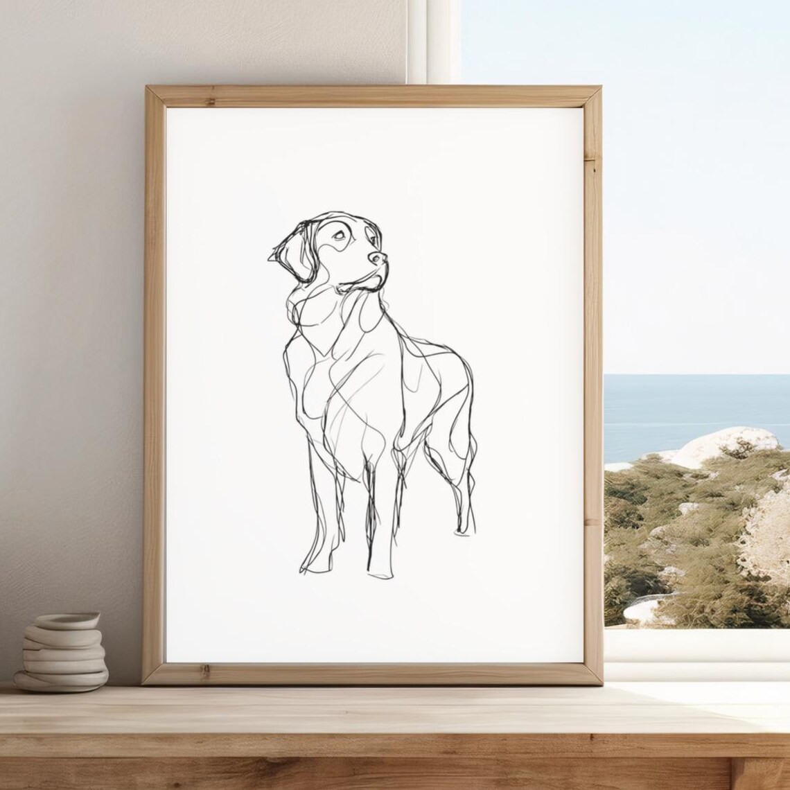 Golden Retriever Minimalist Line Art Modern Dog Sketch Wall Poster