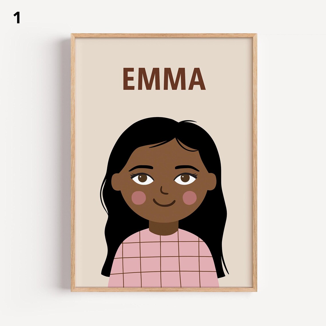 Personalized Girl Portrait Illustration, Nursery Art Print