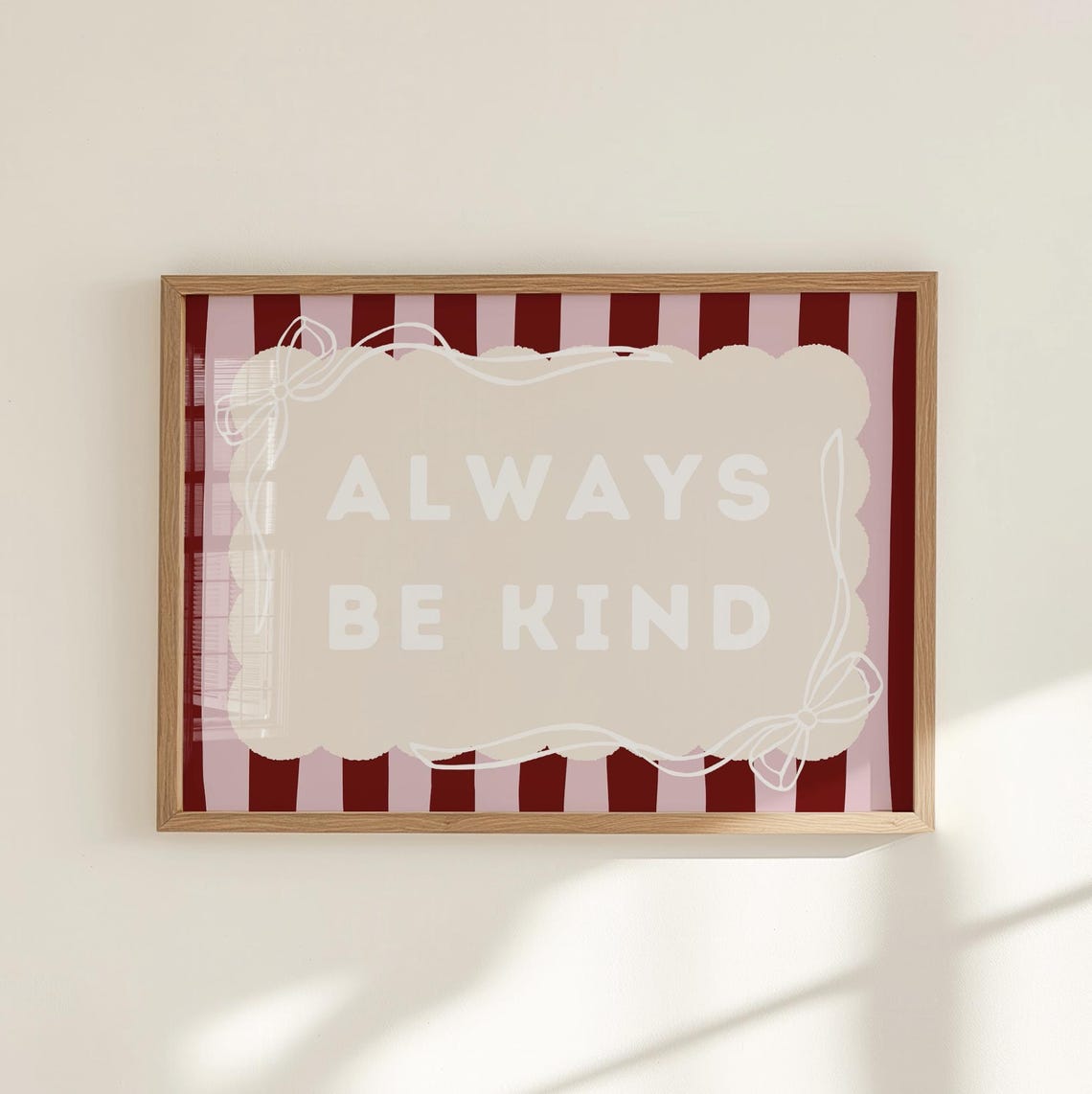 Always Be Kind Striped Quote Kids Room Nursery Decor Wall Art
