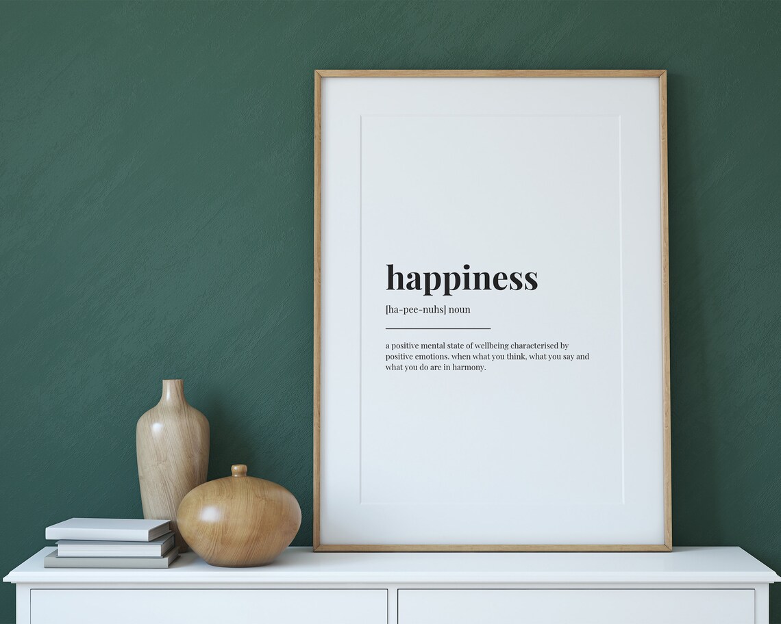 Happiness Definition Quote Art Print - Image 3