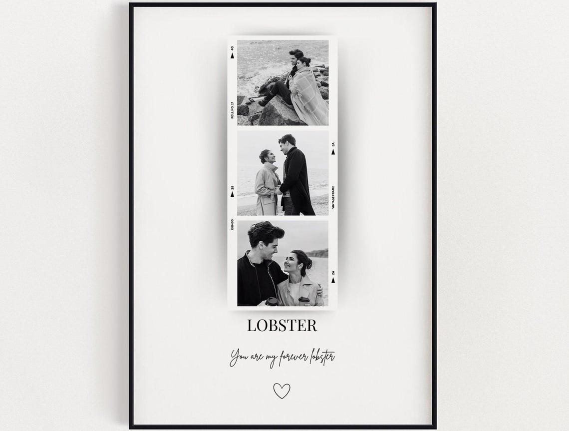 Personalized Lobster Photo Strip Print Forever Love Gift For Couples
