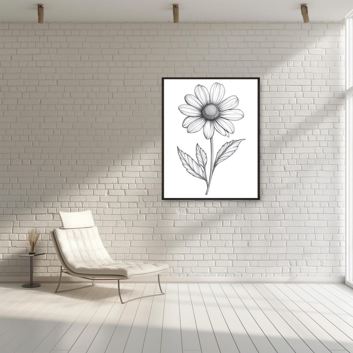 Echinacea Coneflower Black Line Drawing Elegant Botanical Poster - Image 2