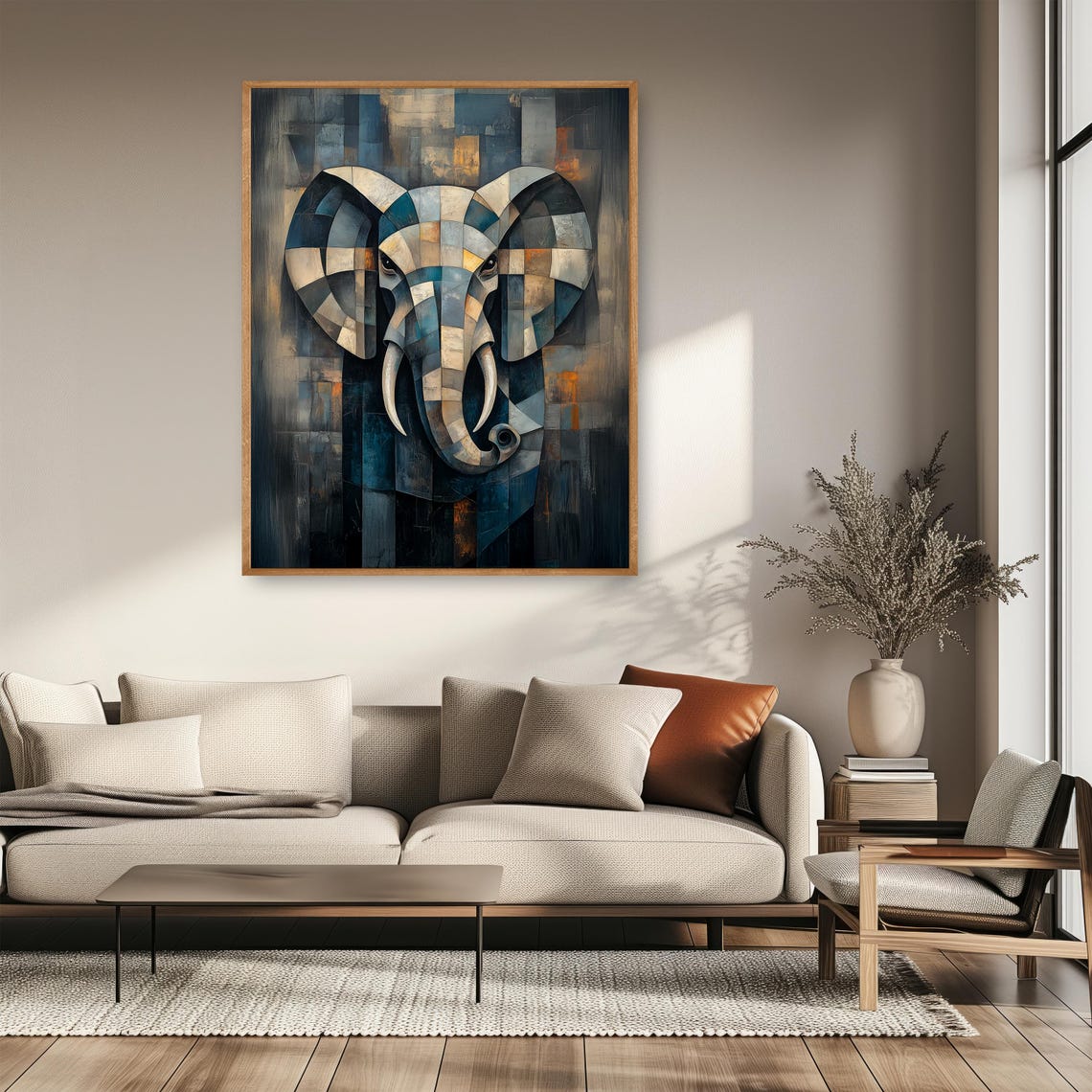 Abstract Elephant Cubist Style Modern Geometric Animal Poster - Image 2