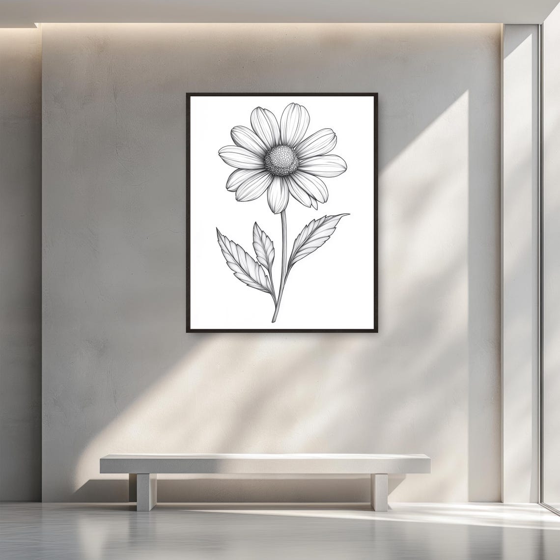 Echinacea Coneflower Black Line Drawing Elegant Botanical Poster - Image 3