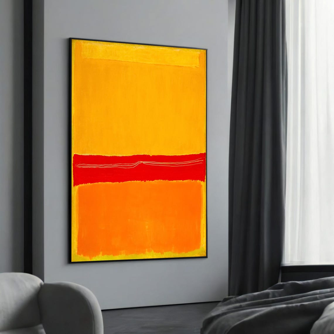 Mark Rothko Style Yellow Orange Red Band Color Field Abstract Wall Art