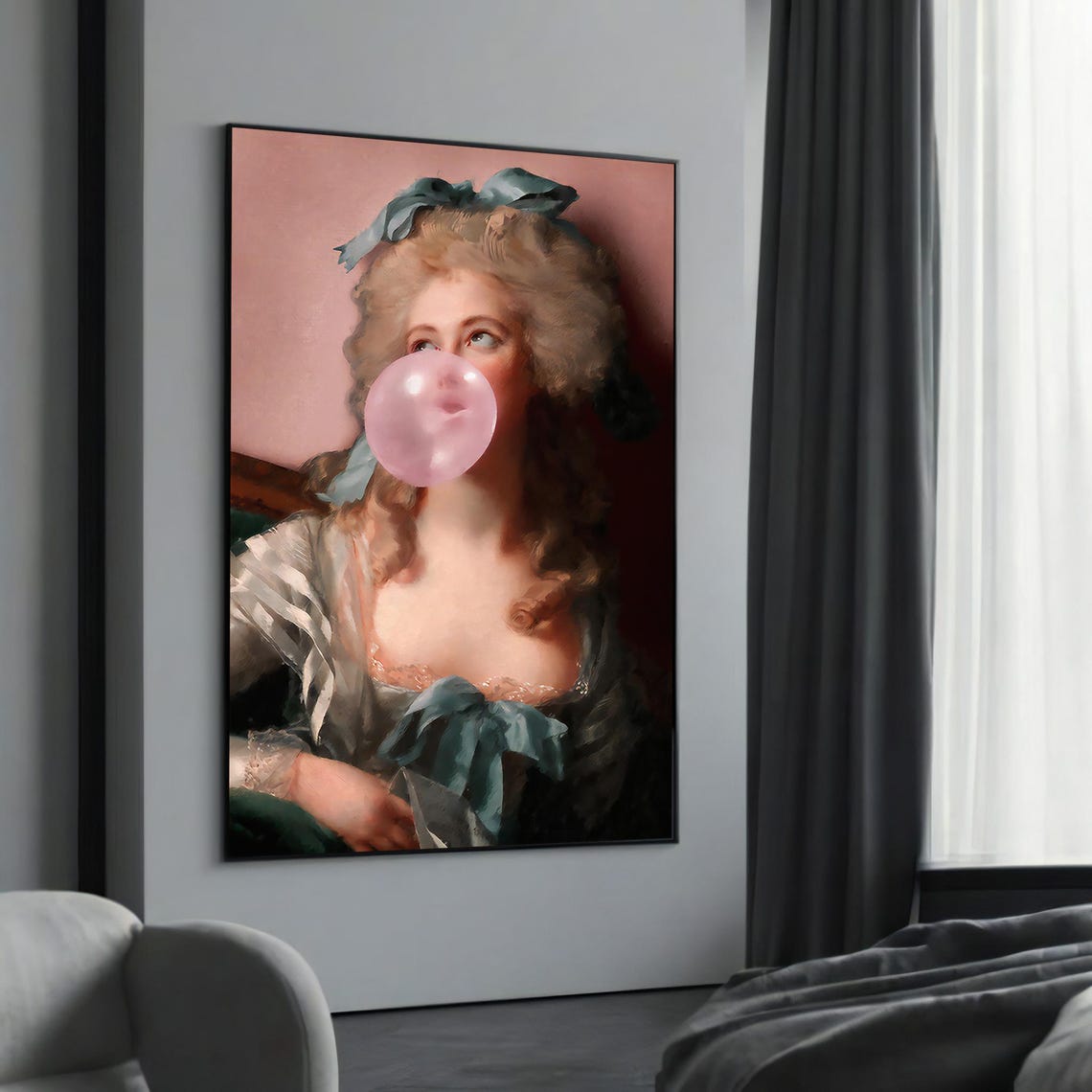 Vintage Elegant Lady Pink Bubblegum Retro Pop Portrait Poster