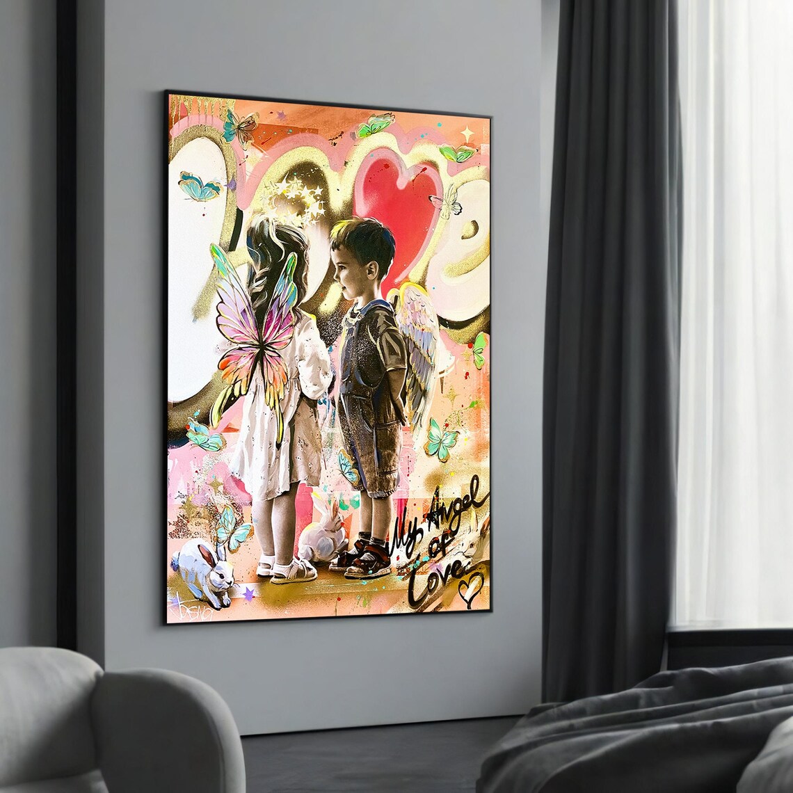 My Angel Of Love Kids Butterfly Wings Heartwarming Art Poster
