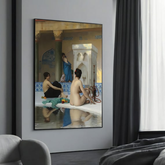 Jean Leon Gerome Orientalist Turkish Bath Scene Classic Poster