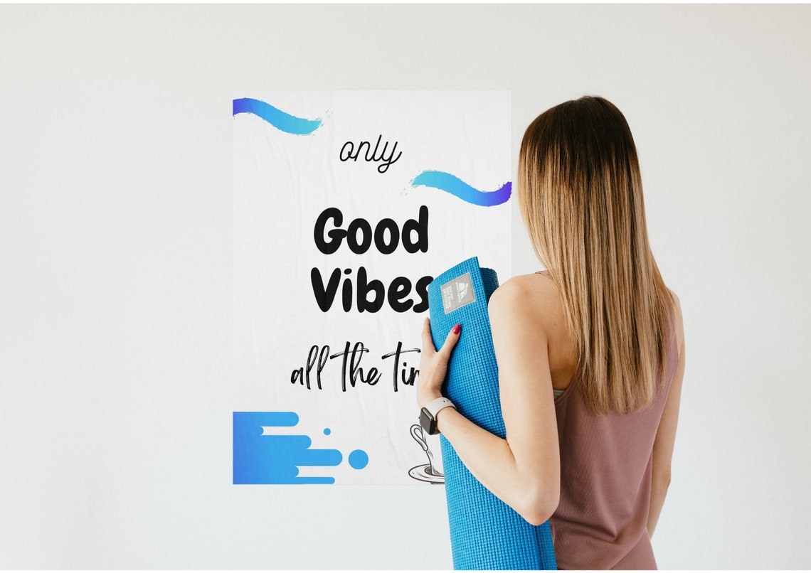 Only Good Vibes All the Time Inspirational Coffee Quote Poster - Image 2