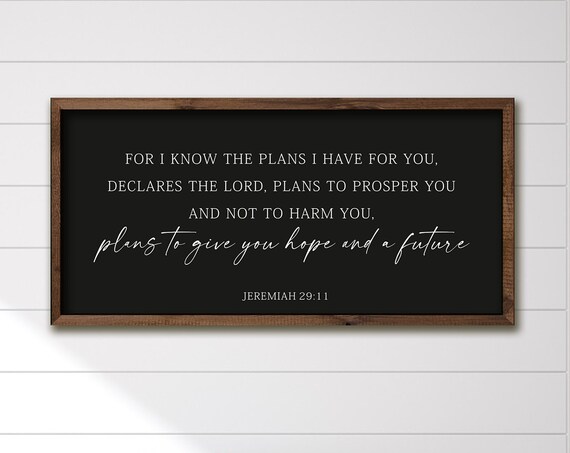 Jeremiah 2911 Plans To Give You Hope Black Horizontal Scripture Poster