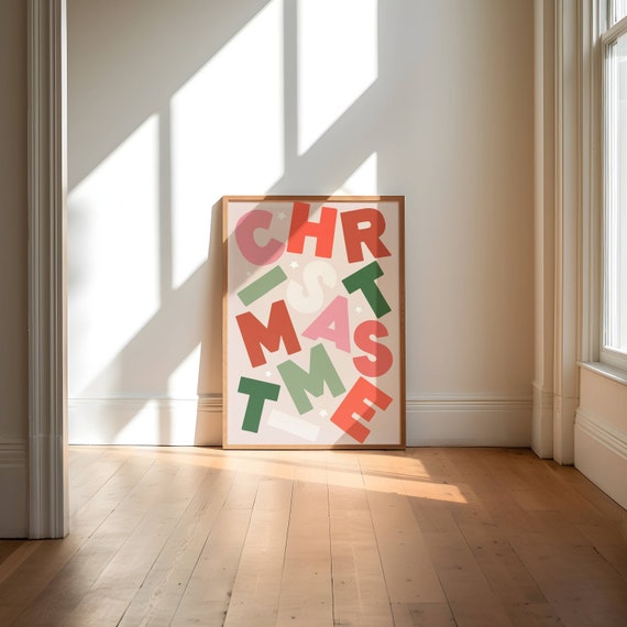 Christmastime Holiday Art Print, Rainbow Christmas Decor
