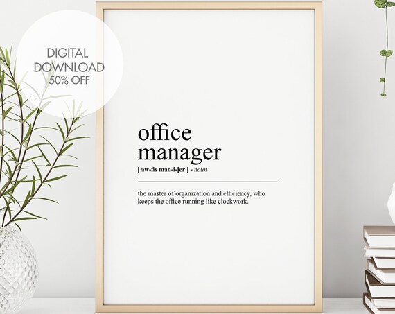 Office Manager Funny Definition Print Office Manager Wall Art Fun Print Funny Wall Art Humorous Definition Wall Art Printables